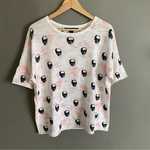 Skull Cashmere All Over Tie Dye Print Cotton Short Sleeve Shirt Womens Size L